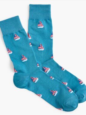 J.Crew Factory American Flag Sailboat Socks NEW